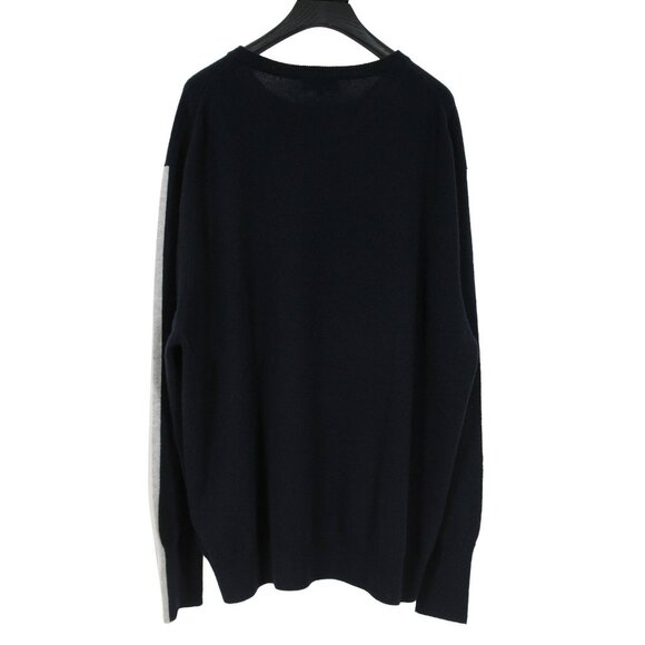 N.Peal Mens Cashmere Sweater Size XXL Navy Blue White Striped Crewneck Pullover - Picture 2 of 8